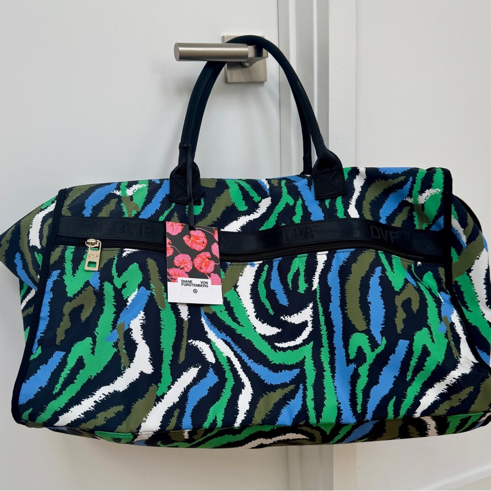 NWT Disco zebra green blue weekender bag DVF target